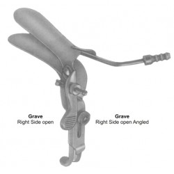 Grave Vaginal Speculas 101mmx35mm Black Right side open Angled For Laser Surgery